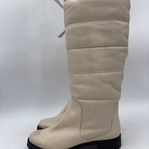Alexandre Birman Clarita Quilted Leather Boots, Eggshell, US 38